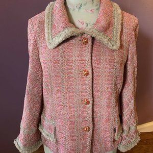 St John Couture Pink and Gold Tweed Blazer
